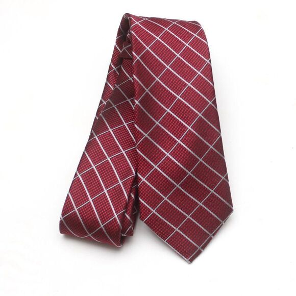Jos A Bank Tie Red Plaid Necktie Slim Luxury Men NWT 2.5 in - Picture 4 of 7